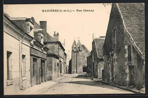 AK Mazières, Rue Chanzy avec vue sur l`église au fond