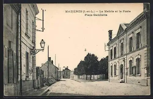 AK Mazières, La Mairie et la Poste Place Gambetta