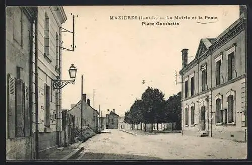 AK Mazières, La Mairie et la Poste, Place Gambetta