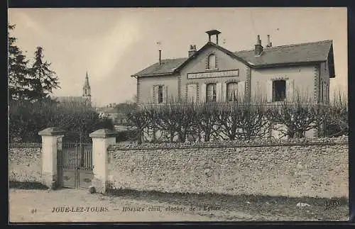 AK Joué-lès-Tours, Hospice civil, clocher de l`église