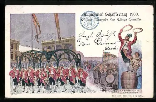 AK Münchener Schäfflertanz 1900, II. Reifschwinger Nik. Riedelsheimer