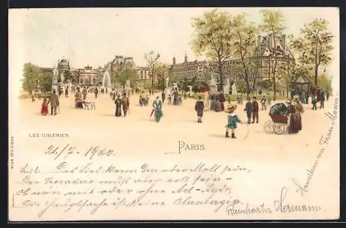 Lithographie Paris I, les Tuileries