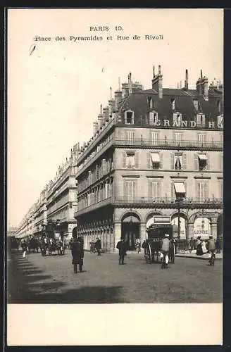 AK Paris, Place des Pyramides et Rue de Rivoli