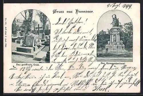 AK Hannover, Das geöffnete Grab, Das Kriegerdenkmal