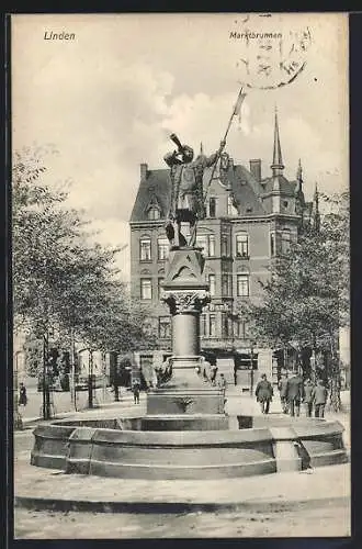 AK Linden / Hannover, Strassenpartie am Marktbrunnen