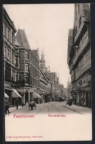 AK Hannover, Blick durch die Marktstrasse