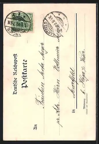 Lithographie Hannover, Gartenkirche mit Grab