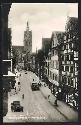 AK Hannover, Schmiedestrasse mit Marktkirche