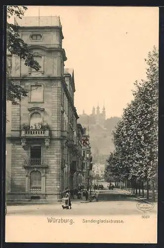 AK Würzburg, Blick in die Sanderglacisstrasse