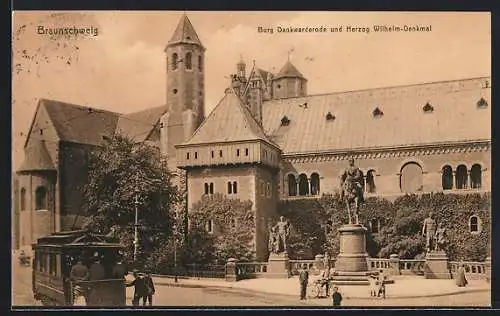 AK Braunschweig, Burg Dankwarderode mit Strassenbahn