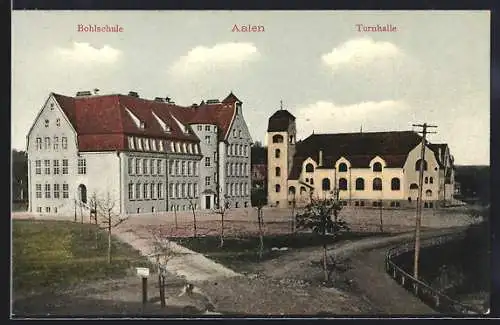 AK Aalen /Württ., Ortspartie mit Bohlschule und Turnhalle