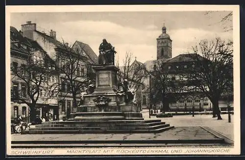 AK Schweinfurt, Marktplatz mit Rückertdenkmal und Johanniskirche