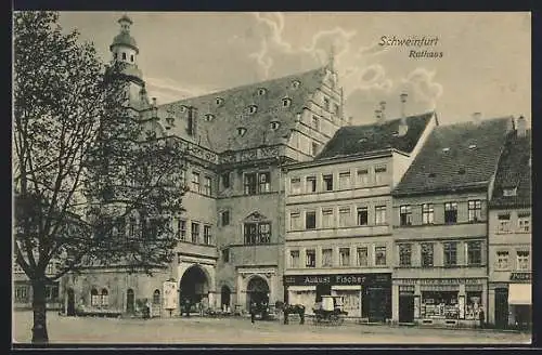 AK Schweinfurt, Rathaus mit Ernst Stoer Buchhandlung