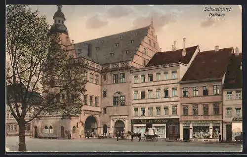 AK Schweinfurt, Rathaus mit Ernst Stoer Buchhandlung