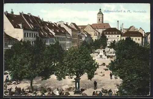 AK Schweinfurt a. M., Marktplatz aus der Vogelschau