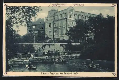 AK Erfurt, Teich an der Friedrichstrasse