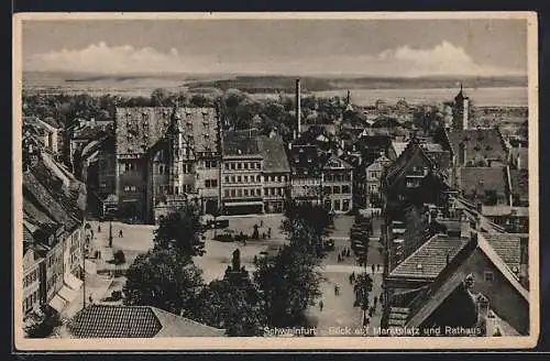 AK Schweinfurt, Blick auf Marktplatz und Rathaus