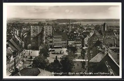 AK Schweinfurt, Blick auf Marktplatz mit Rathaus