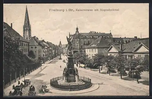 AK Freiburg i. Br., Kaiserstrasse mit Siegesdenkmal