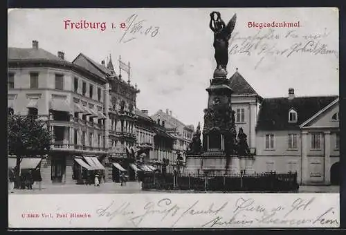 AK Freiburg i. B., Siegesdenkmal, Strassenpartie