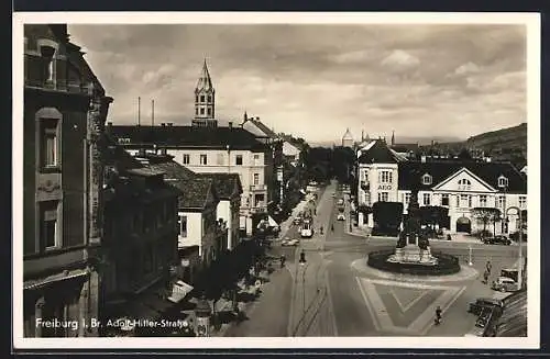 AK Freiburg i. Br., Strasse aus der Vogelschau