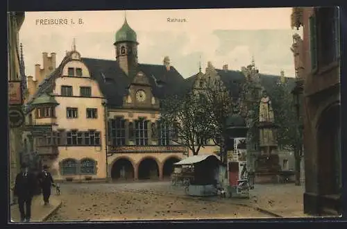 AK Freiburg i. B., Rathaus mit Platz