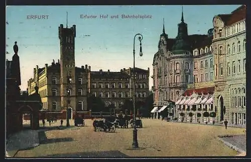 AK Erfurt, Erfurter Hof und Bahnhofsplatz