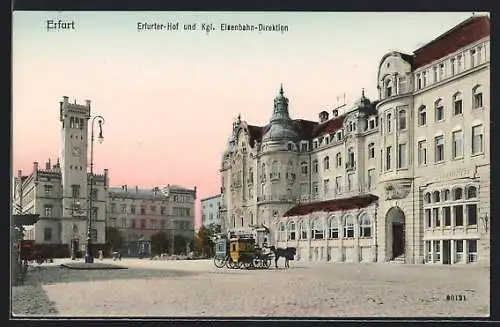 AK Erfurt, Hotel Erfurter-Hof, Köngl. Eisenbahn-Direktion