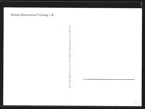 AK Freiburg i. B., Rotteck-Gymnasium mit Strassenpartie