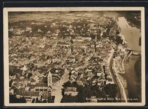 AK Schweinfurt a. Main, Teilansicht mit Kirche, Fliegeraufnahme