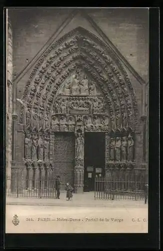 AK Paris, Cathédrale Notre-Dame, Portail de la Vierge