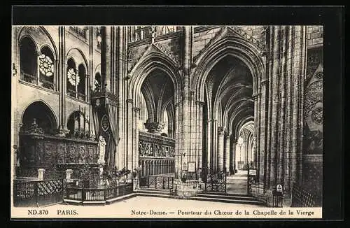 AK Paris, Cathédrale Notre-Dame, Pourtour du Choeur de la Chapelle dela Vierge