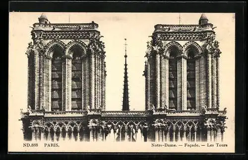 AK Paris, Cathédrale Notre-Dame, Facade, Les Tours