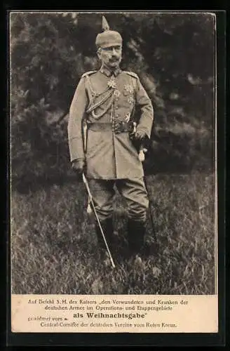 AK Kaiser Wilhelm II. in Felduniform mit Pickelhaube