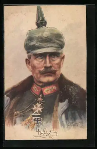 AK Kaiser Wilhelm II. in Uniform mit Pickelhaube und Orden