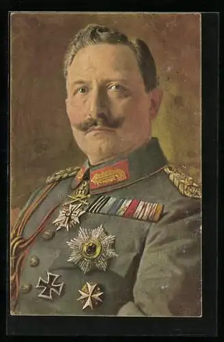 AK Kaiser Wilhelm II. in mit Orden verzierter Uniform