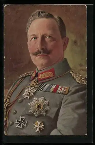 AK Kaiser Wilhelm II. in mit Orden verzierter Uniform