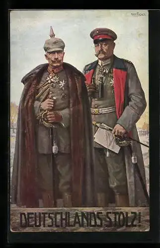 AK Deutschlands Stolz, Kaiser Wilhelm II. und Generalfeldmarschall von Hindenburg