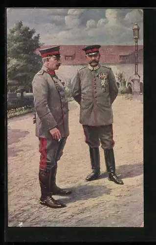 AK Posen, Kaiser Wilhelm II. und v. Hindenburg im Schlosspark, Juli 1915