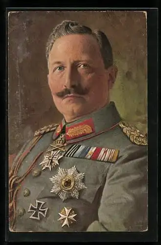 AK Kaiser Wilhelm II. in mit Orden verzierter Uniform