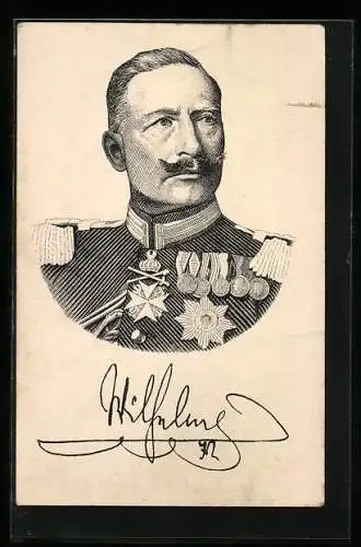 AK Kaiser Wilhelm II. in Uniform mit Orden