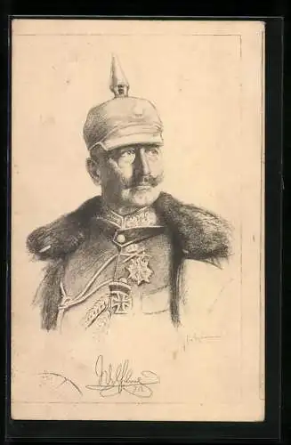 AK Kaiser Wilhelm II. in Uniform mit Pickelhaube