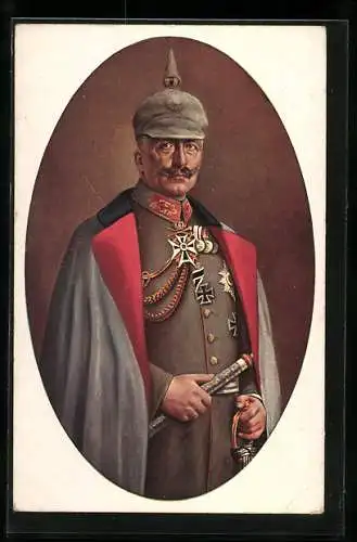 Künstler-AK Kaiser Wilhelm II. mit Pickelhaube