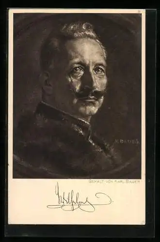 Künstler-AK Portrait von Kaiser Wilhelm II., Original gemalt von Karl Bauer