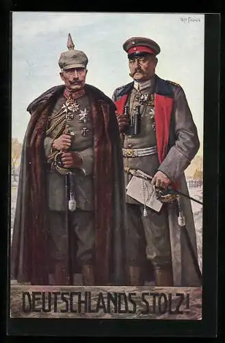 AK Deutschlands Stolz, Kaiser Wilhelm II. und Generalfeldmarschall von Hindenburg