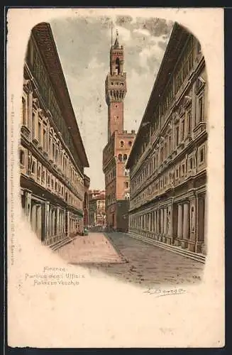 Künstler-AK Firenze, Portico degli Uffizie