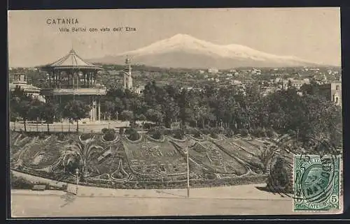 AK Catania, Villa Bellini con vista dell` Etna