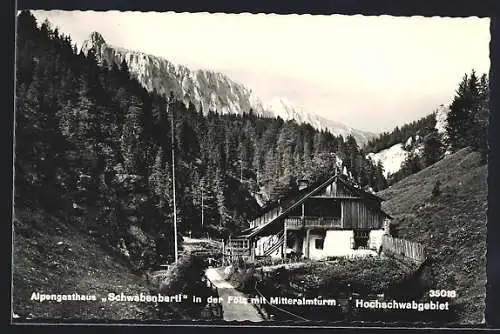 AK Aflenz, Fölz, Alpengasthaus Schwabenbartl mit Mitteralmturm