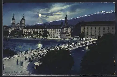 AK Innsbruck, Innbrücke bei Vollmond