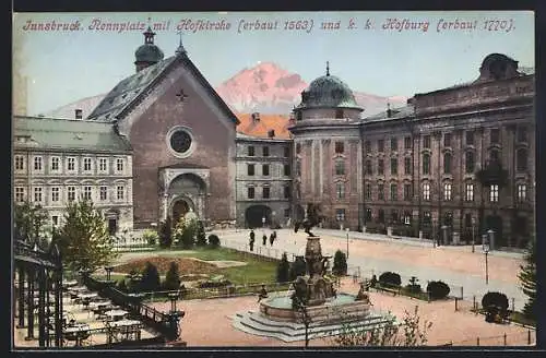 AK Innsbruck, Rennplatz mit Hofkirche und k. k. Hofburg